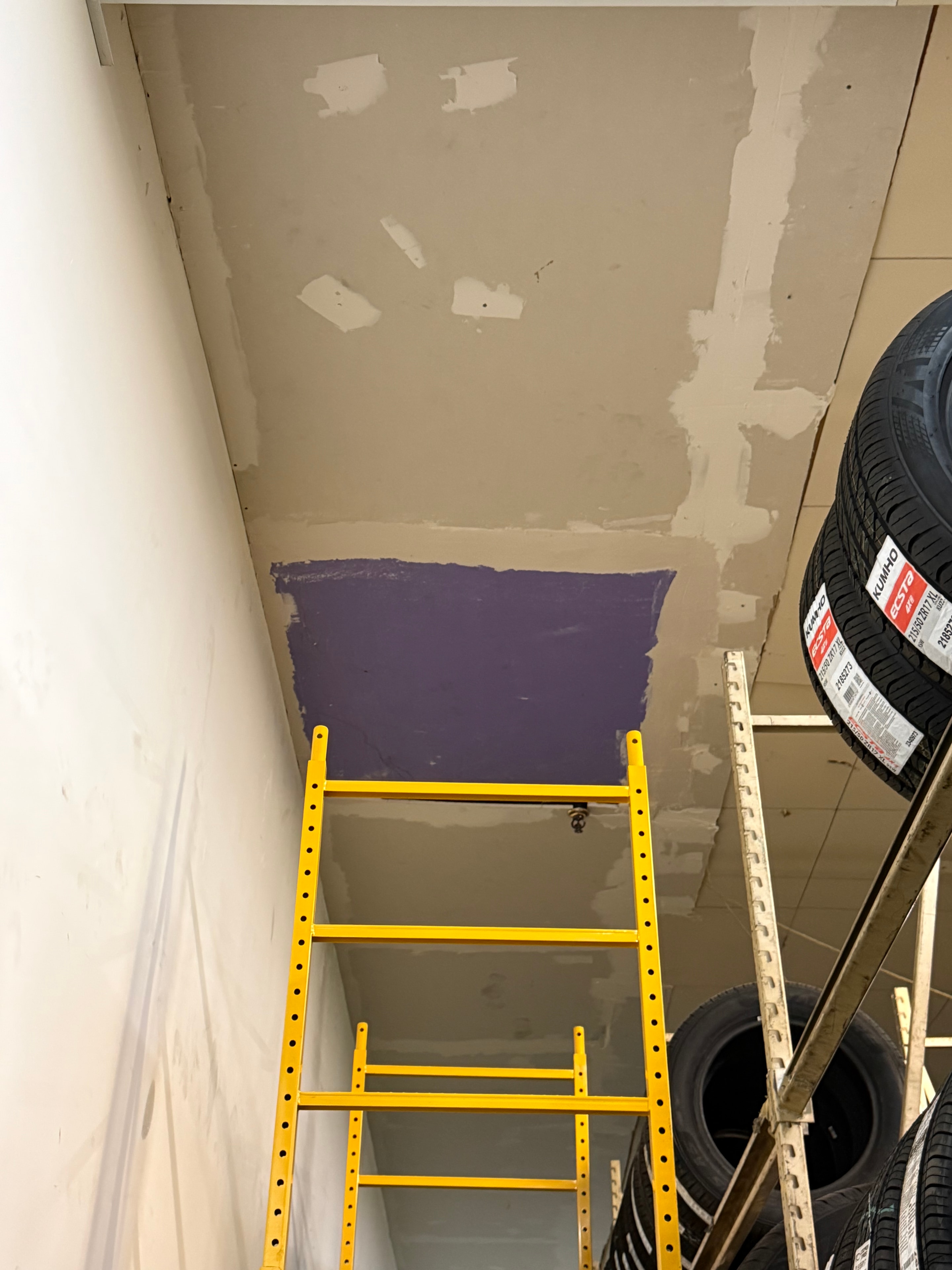Tire Shop Drywall Patch & Prep