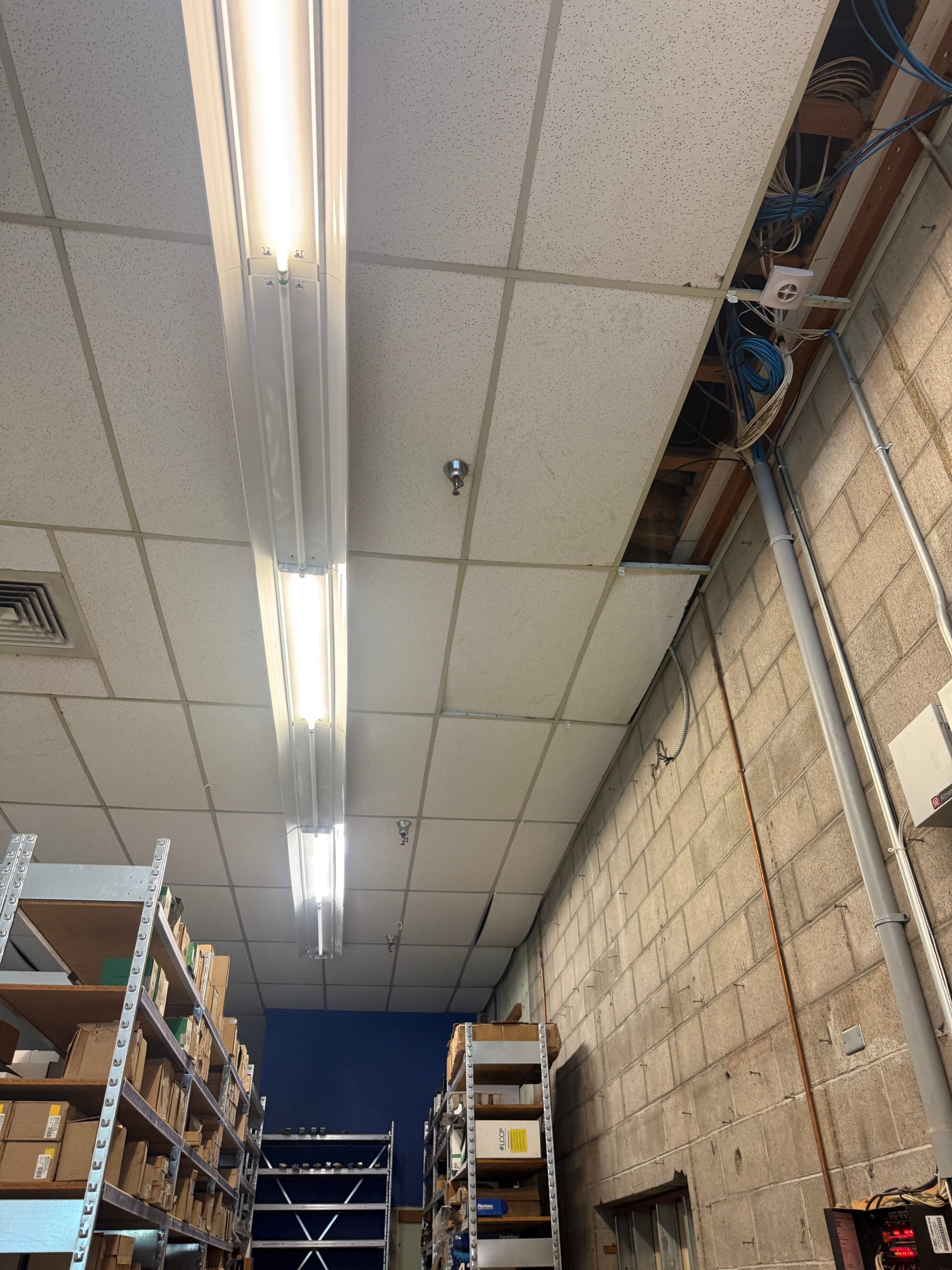 Warehouse Fluorescent Strip Lighting